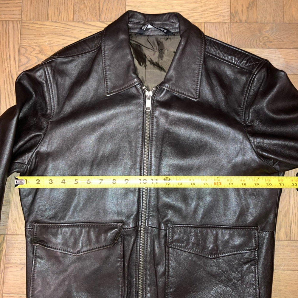 Zara Men’s Leather Bomber Jacket Size M - Picture 3 of 8